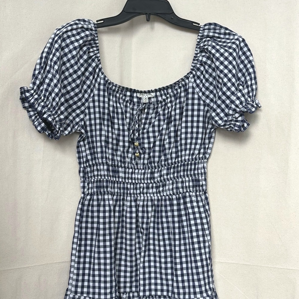 Speed Limit‎ MIlkmaid Gingham Check Prairie Dress Puff Sleeve Tiered Mini Size M - Picture 3 of 10